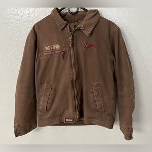 Distressed Vintage Canvas Jacket Brown Mens Size Médium